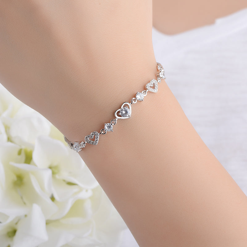 Bracelete Coração do Amor com Brilhos