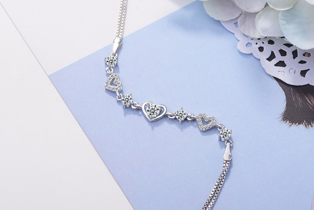 Bracelete Coração do Amor com Brilhos