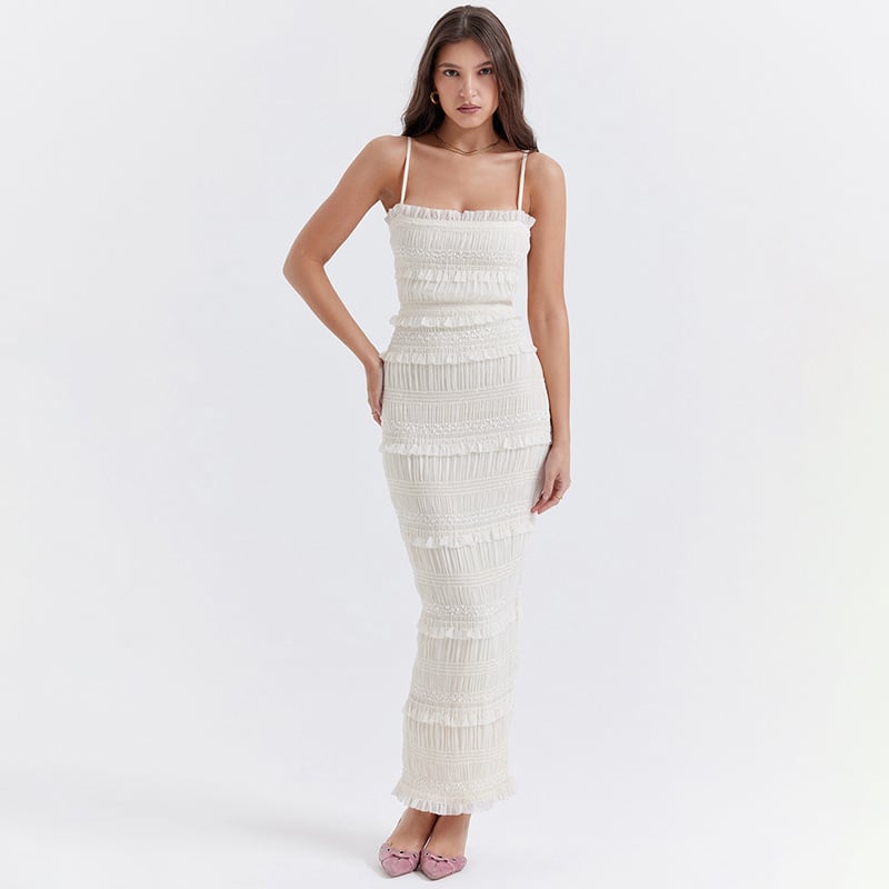 Vestido sem Mangas com Babado e Textura