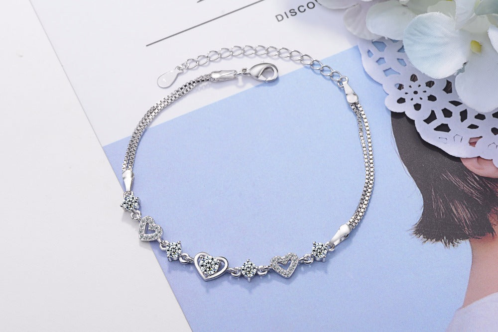 Bracelete Coração do Amor com Brilhos