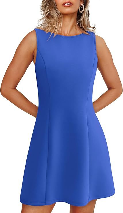 Vestido curto sem mangas com decote redondo