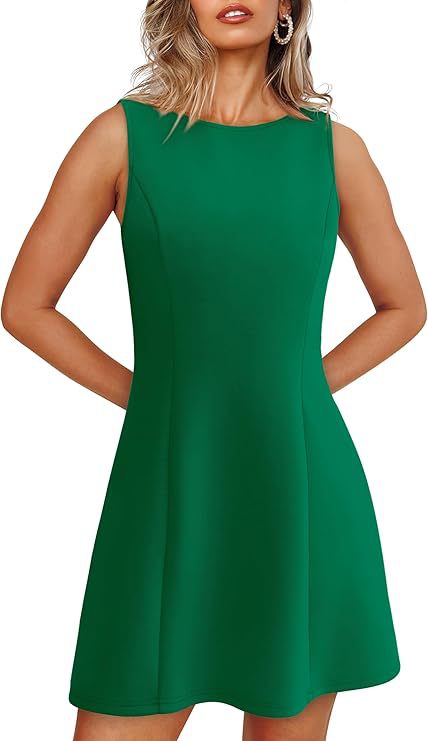Vestido curto sem mangas com decote redondo