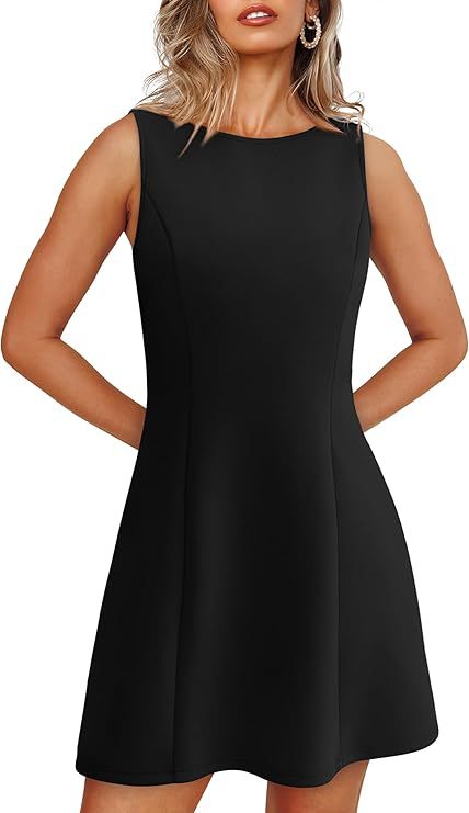 Vestido curto sem mangas com decote redondo