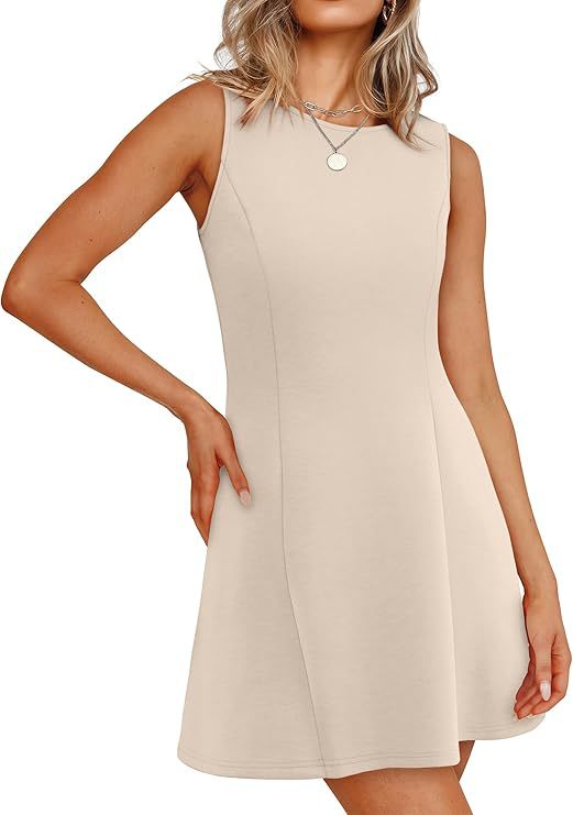 Vestido curto sem mangas com decote redondo