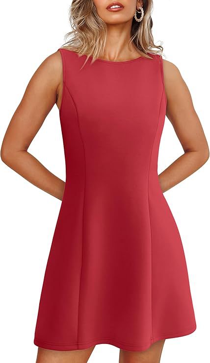 Vestido curto sem mangas com decote redondo