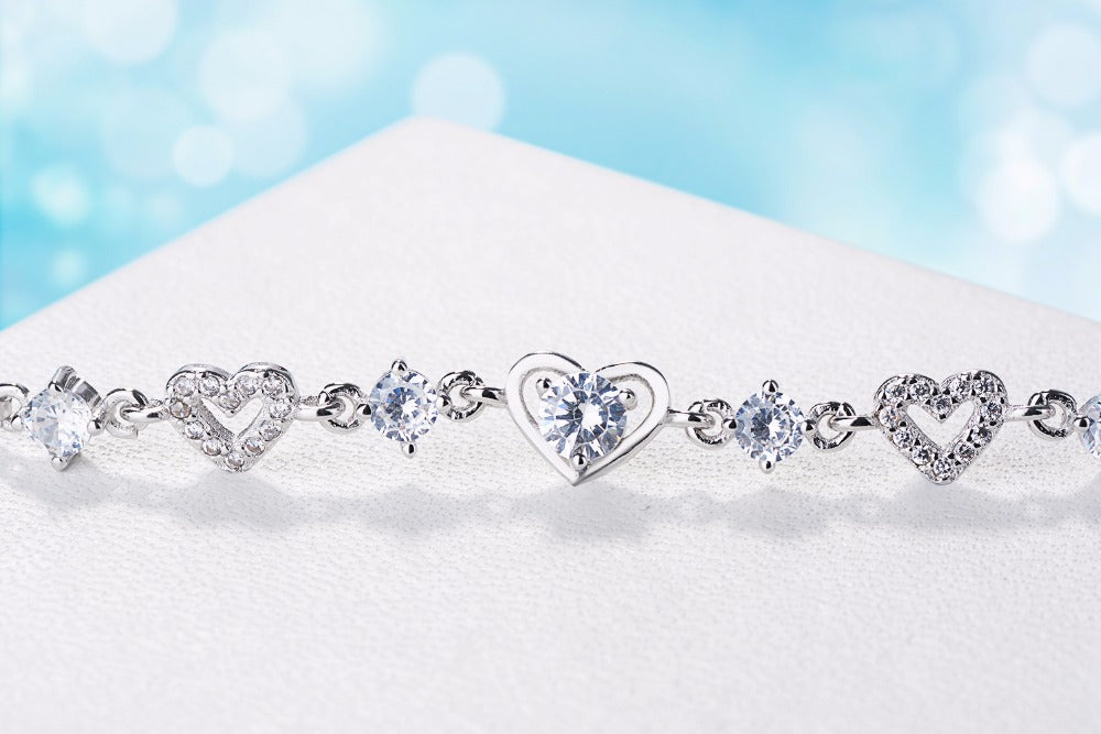 Bracelete Coração do Amor com Brilhos