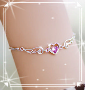 Bracelete Coração com Asas de Anjo
