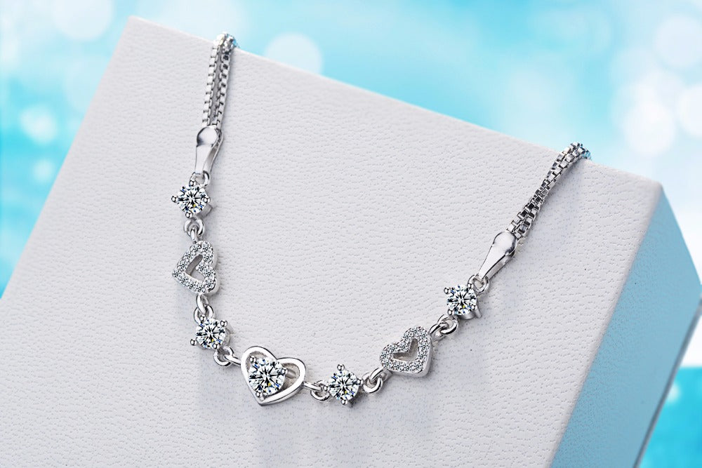 Bracelete Coração do Amor com Brilhos